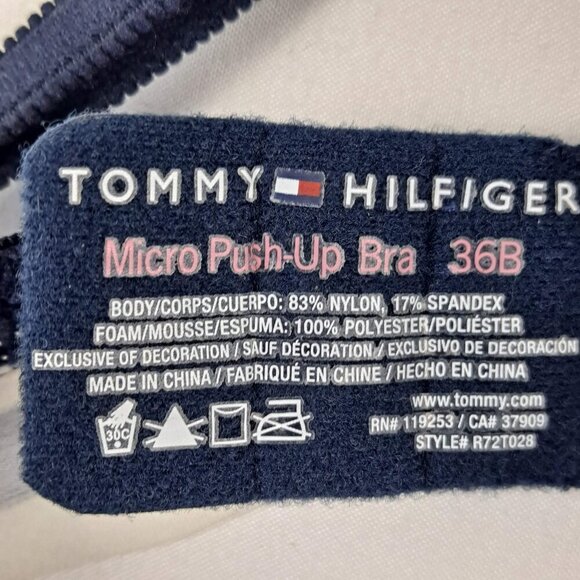 Tommy Hilfiger Size 36B Micro Push Up Bra Navy Blue White Stars Adj Straps NWOT - Picture 13 of 14